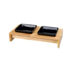 Trixie Napf-Set - Keramik/Holz -Heimtierbedarf trixie voer waterbak set keramiek hout 178702 0500 none