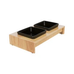 Trixie Napf-Set - Keramik/Holz -Heimtierbedarf trixie voer waterbak set keramiek hout 178705 0500 none